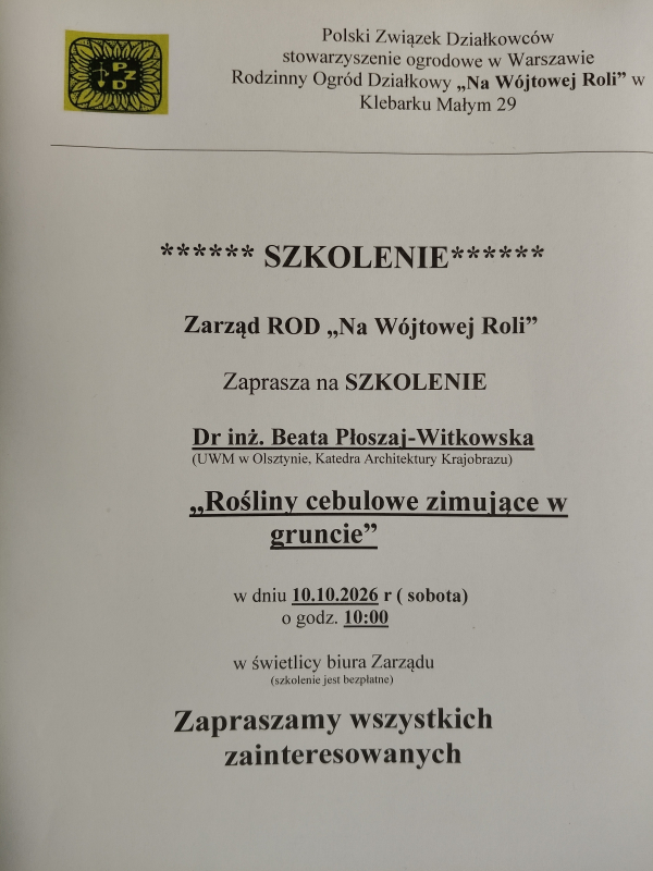 Szkolenie "Rośliny cebulowe zimujące w gruncie"
